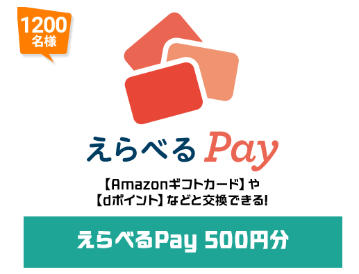 1200名様 えらべるPay 500円分