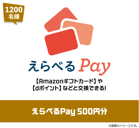 1200名様 えらべるPay 500円分