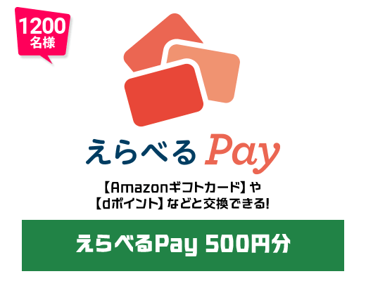 1200名様 えらべるPay 500円分