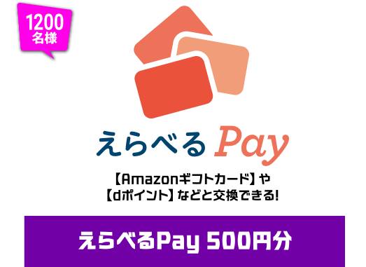 1200名様 えらべるPay 500円分