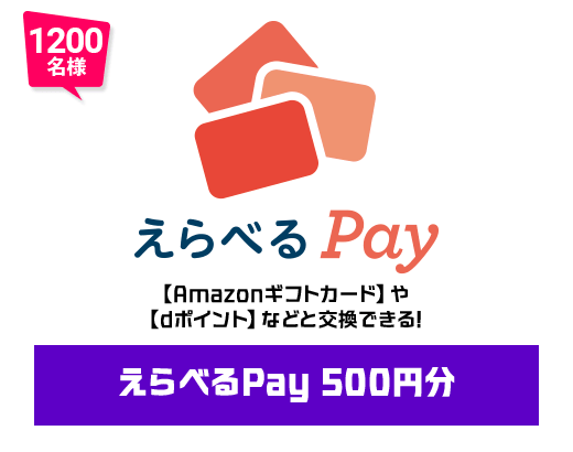 1200名様 えらべるPay 500円分
