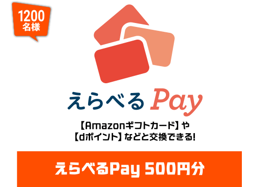 1200名様 えらべるPay 500円分