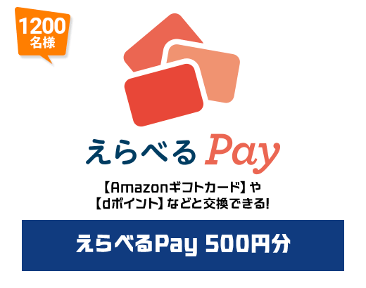 1200名様 えらべるPay 500円分