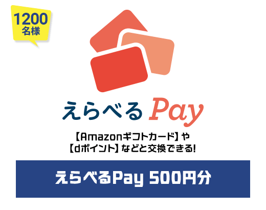 1200名様 えらべるPay 500円分