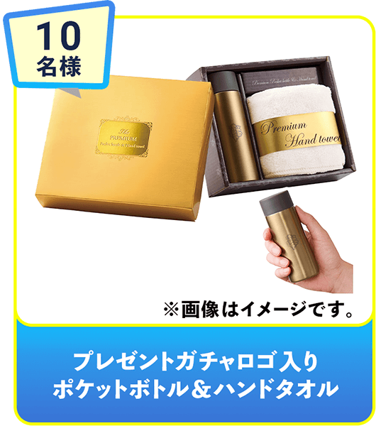 10名様 プレゼントガチャロゴ入り ポケットボトル＆ハンドタオル