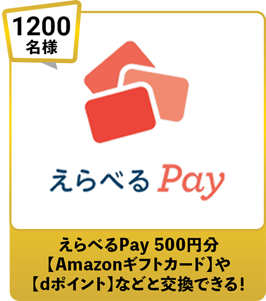 1200名様 えらべるPay 500円分
